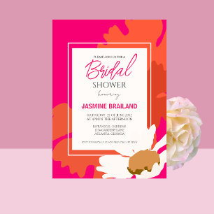 Invitation Mariage Floral Abstrait Fleur de Daisy Rose Chaud