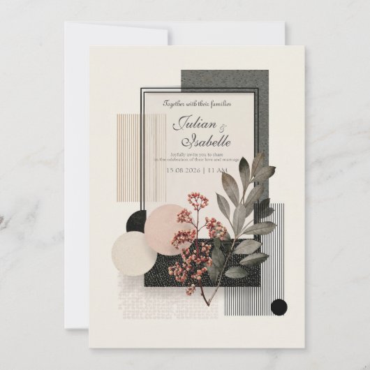 Invitation Mariage floral Abstrait moderne (Devant)