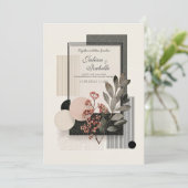 Invitation Mariage floral Abstrait moderne (Debout devant)