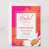 Invitation Mariage Floral Abstrait Rose Chaud et Orange Daisy (Devant)