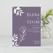 Invitation mariage floral Abstrait violet poussiéreux (Debout devant)