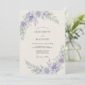 Invitation Mariage Floral Aérien Pervenche (Debout devant)