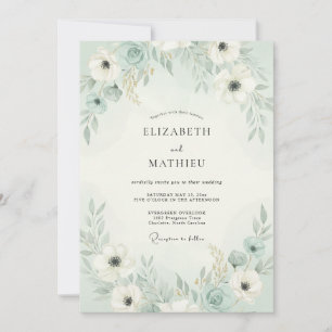 Invitation Mariage Floral Airy Vert Menthe