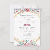 Invitation Mariage Floral Anniversaire Or Rose Perle Doux Bla (Devant)