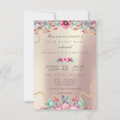 Invitation Mariage Floral Anniversaire Or Rose Perle Doux Gla (Devant)