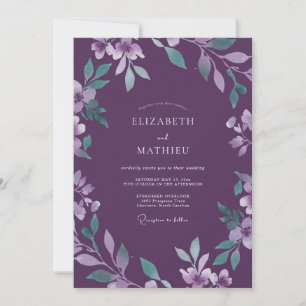 Invitation Mariage Floral Aquarelle Améthyste
