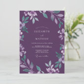 Invitation Mariage Floral Aquarelle Améthyste (Debout devant)