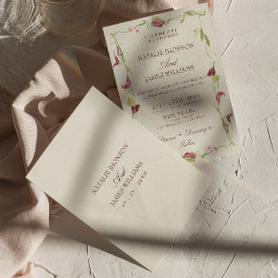 Invitation Mariage Floral Aquarelle Art Nouveau Rétro