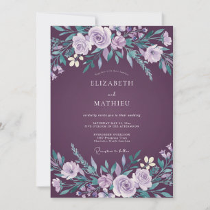 Invitation Mariage Floral Aquarelle au Lavande Abricot