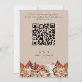 Invitation Mariage Floral Aquarelle Automne sur Code QR Beige (Dos)
