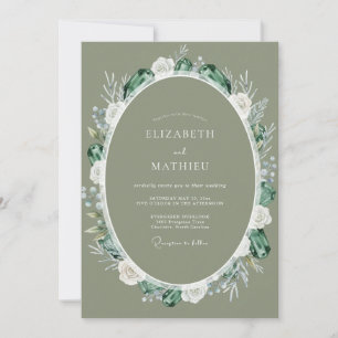 Invitation Mariage Floral Aquarelle Biologique Sage