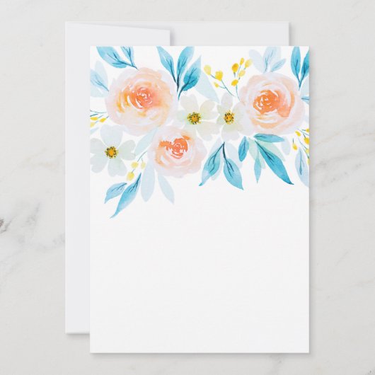 Invitation Mariage Floral Aquarelle Blanc Et Bleu Moderne (Dos)