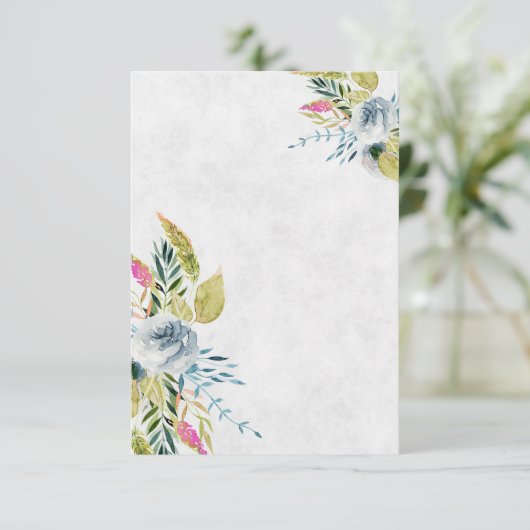 Invitation Mariage floral aquarelle bleu clair  (Debout devant)