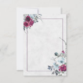 Invitation Mariage floral aquarelle bleu et Bourgogne vierge  (Devant)