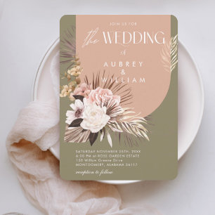 Invitation Mariage Floral Aquarelle Bohème Chic Moderne