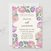 Invitation Mariage Floral Aquarelle Bohème Pastel (Devant)