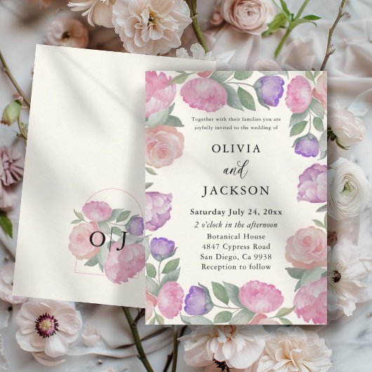Invitation Mariage Floral Aquarelle Bohème Pastel