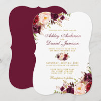 Mariage Floral Aquarelle Bourgogne Support Doré