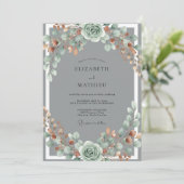 Invitation Mariage Floral Aquarelle Copper Sage (Debout devant)