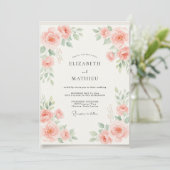 Invitation Mariage Floral Aquarelle Corail (Debout devant)