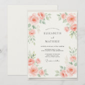 Invitation Mariage Floral Aquarelle Corail (Devant / Derrière)
