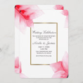 Invitation Mariage Floral Aquarelle Corail Pêche d'Été (Devant / Derrière)