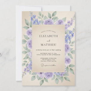 Invitation Mariage Floral Aquarelle Douce Lilas