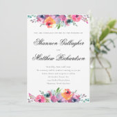 Invitation Mariage Floral Aquarelle Écriture Élégante (Debout devant)
