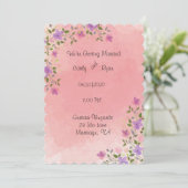 Invitation Mariage Floral Aquarelle Élégant Rose (Debout devant)