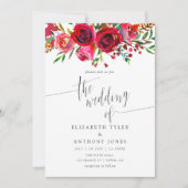 Invitation Mariage floral aquarelle en Bourgogne - Marsala (Devant)