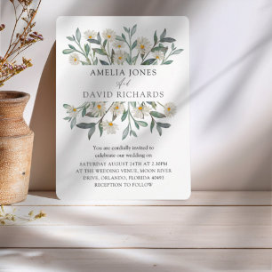 Invitation Mariage Floral Aquarelle Fleur de Champ Moderne