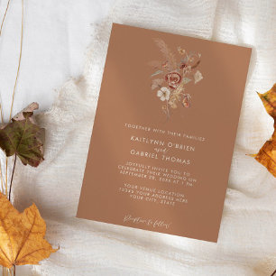 Invitation Mariage Floral Aquarelle Fleur Sauvage Terracotta