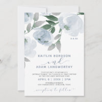 Mariage Floral Aquarelle Gris Bleu Poussiéreux