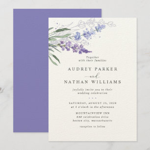 Invitation Mariage Floral Aquarelle Lavande Romantique