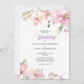 Invitation Mariage floral aquarelle lavande rose (Devant)