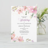 Invitation Mariage floral aquarelle lavande rose (Debout devant)