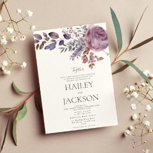 Invitation Mariage floral aquarelle lavande rose violet