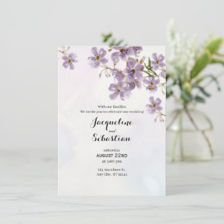 Invitation Mariage Floral Aquarelle Lilas Douce