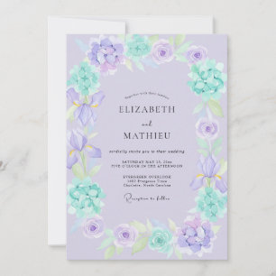 Invitation Mariage Floral Aquarelle Lilas Menthe