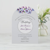 Invitation Mariage floral aquarelle lilas poétique romantique (Debout devant)