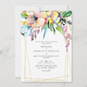 Invitation Mariage Floral Aquarelle Multicolore (Devant)