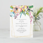 Invitation Mariage Floral Aquarelle Multicolore (Debout devant)