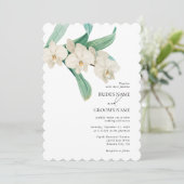 Invitation Mariage Floral Aquarelle Orchidées Blanches (Debout devant)