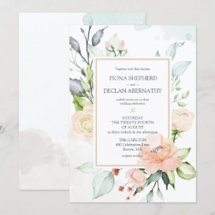 Invitation Mariage Floral Aquarelle Romantique de la Saint-Je