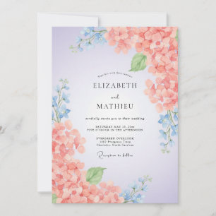 Invitation Mariage Floral Aquarelle Rose Corail