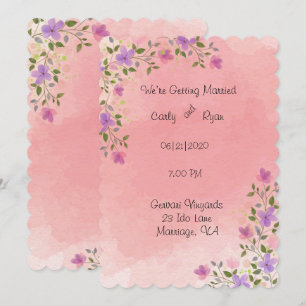 Invitation Mariage Floral Aquarelle Rose Élégant