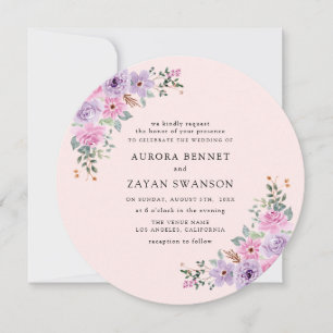 Invitation Mariage Floral Aquarelle Rose Élégant