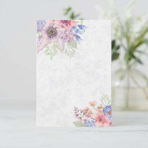 Invitation Mariage floral aquarelle rose et bleu clair