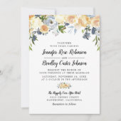 Invitation Mariage Floral Aquarelle Rose et Pêche (Devant)