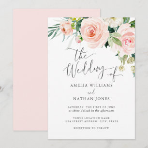 Invitation Mariage Floral Aquarelle Rose Moderne